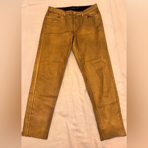 Ralph Lauren Gold Coated Skinny Jeans 10